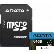 Карта памяти ADATA Premier AUSDX64GUICL10A1-RA1 microSDXC 64GB (с адаптером)