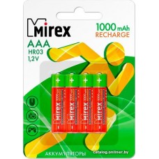 Аккумуляторы Mirex AAA 1000mAh 4 шт HR03-10-E4