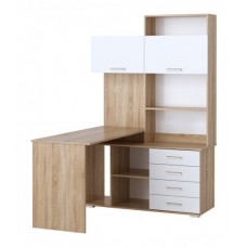 Стол Памир ПКС-11 левый (дуб сонома/белый глянец)