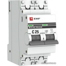 Выключатель автоматический EKF ВА 47-63 2P 25А (C) 4.5kA PROxima mcb4763-2-25C-pro