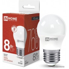 Светодиодная лампочка In Home LED-Шар-VC 8Вт 230В Е27 4000К 760Лм 4690612020570