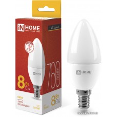 Светодиодная лампочка In Home LED-Свеча-VC 8Вт 230В Е14 3000К 760Лм 4690612020426